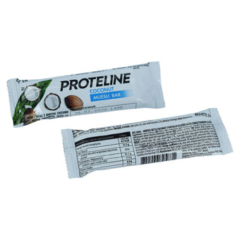 compare product PROTELINE - Батончик - мюсли с кокосом, частично глазированные кондитерской глазурью (25 г)