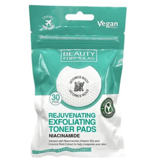 Beauty Formulas Exfoliating Toner Pads with Niacinamide – 30 pcs BEAUTY FORMULAS