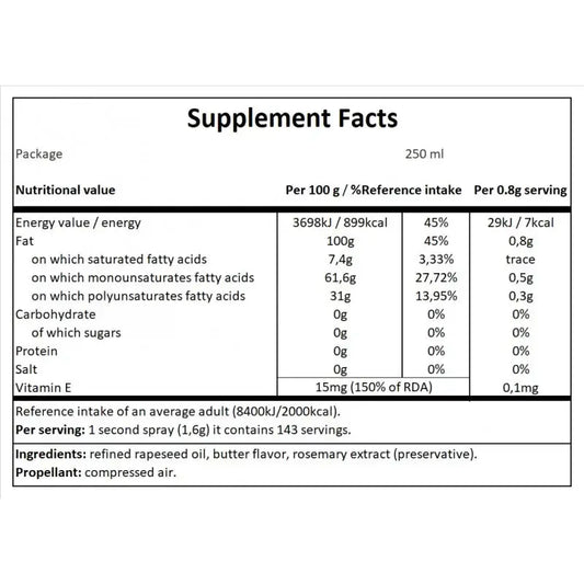 COOKING SPRAY 250 ML - BUTTER FLAVORED CANOLA OIL CHEAT MEAL