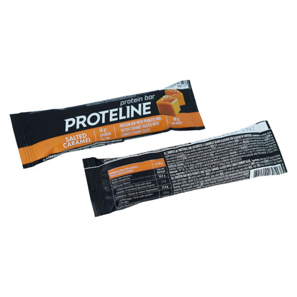PROTELINE - Protein bar with peanuts and salted caramel glazed with confectionery glaze (40g) PROTELINE