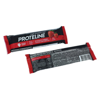 compare product PROTELINE - Baltymų batonėlis su braškėmis, glazūruotas konditerine glazūra (80g)