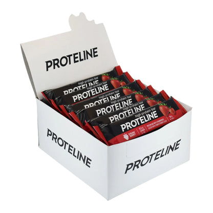 PROTELINE - Protein bar with strawberries glazed with confectionery glaze (80g) PROTELINE