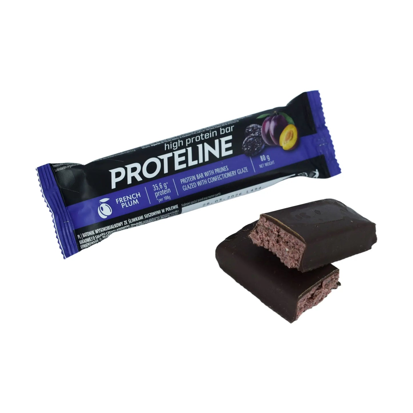 Protein bar with prunes glazed with confectionery glaze (80g) Protein bar