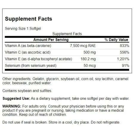Swanson Aces - Vitamins A, C, E and Selenium 60 softgels SWANSON