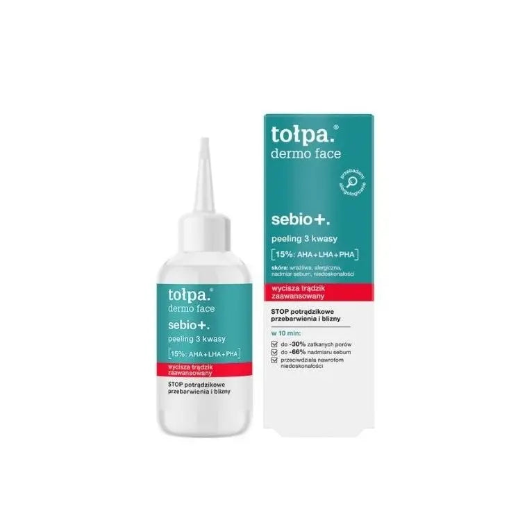 TOŁPA Dermo Face Sebio+ 3 Acids Peel AHA + LHA + PHA 15% – 50 ml TOŁPA